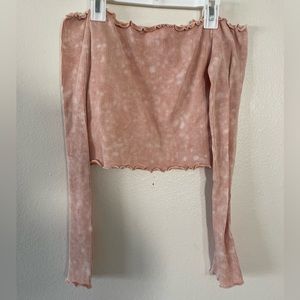 Aeropostale Ribbed Tye Die Long Sleeved Crop Shirt